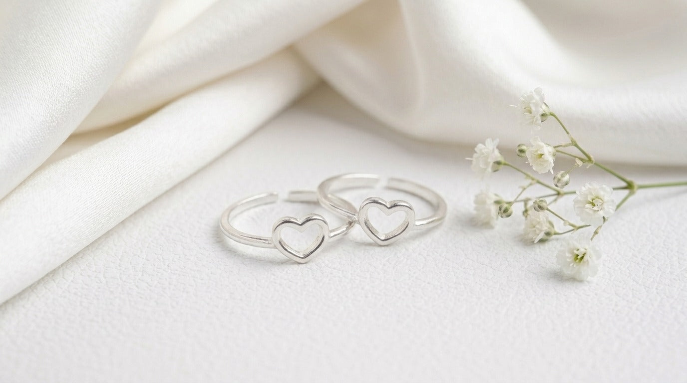 Sweetheart Adjustable Silver Toe Rings