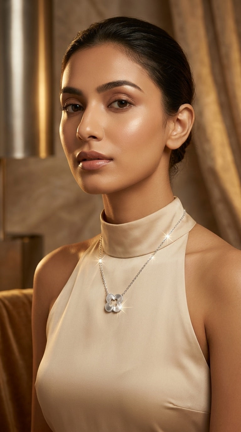 Luna Clover Sterling Silver Pendant Necklace
