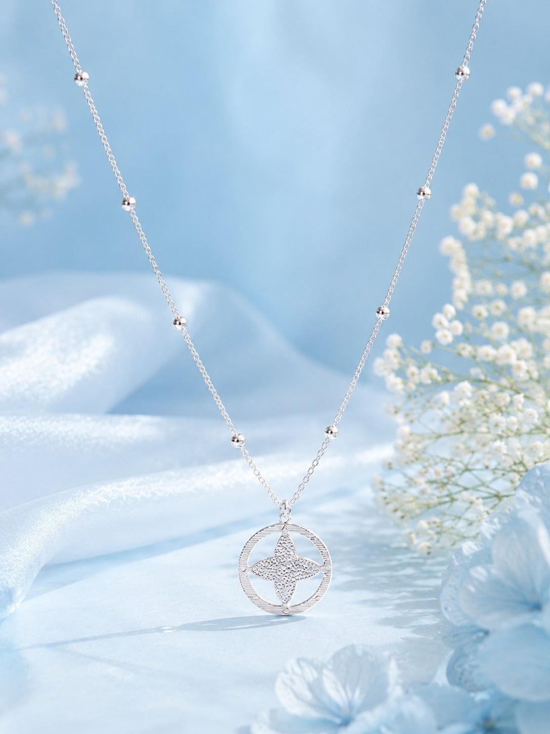 Chandrika Bloom Silver Pendant Necklace