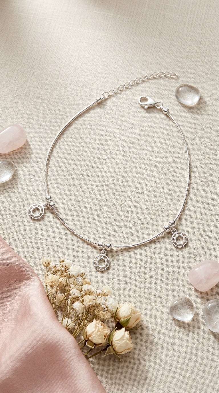 Celestial Charm Silver Anklet