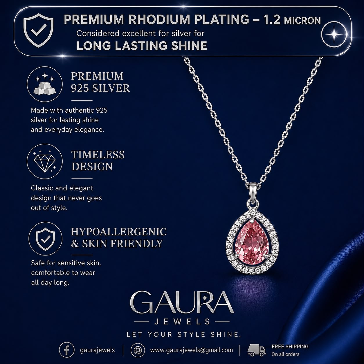 Gleaming Pink Gemstone Necklace For Women
