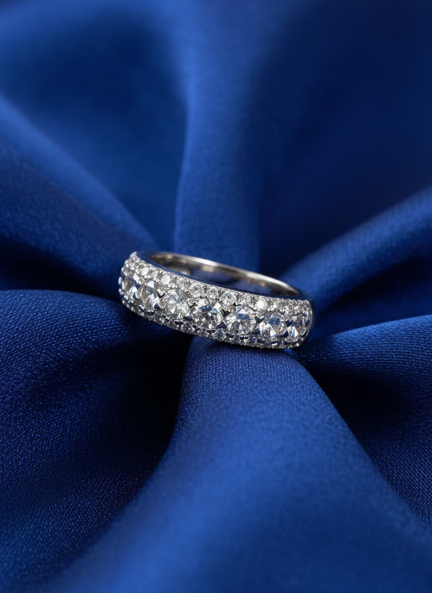 Luminara Pavé Silver Band Ring