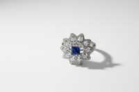 Silver Sapphire Bloom Ring