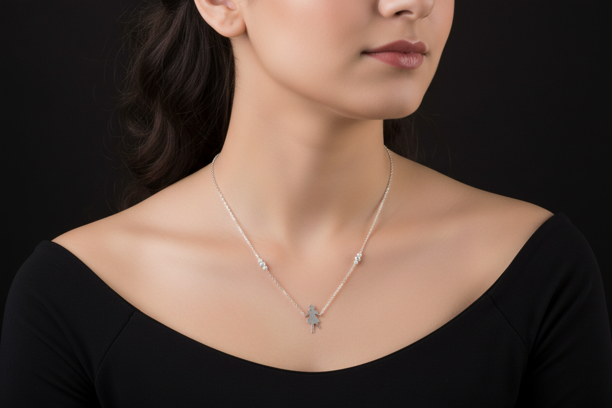 Little Girl Charm Silver Necklace