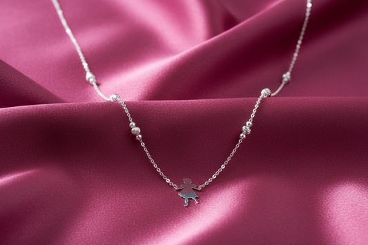 Little Girl Charm Silver Necklace
