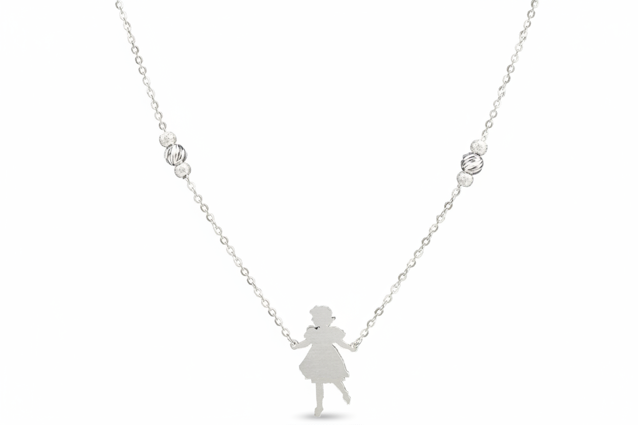 Little Girl Charm Silver Necklace
