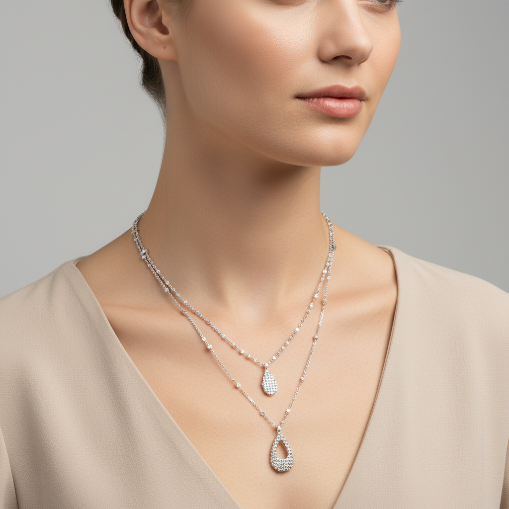 The Celestial Harmony Layered Silver Necklace