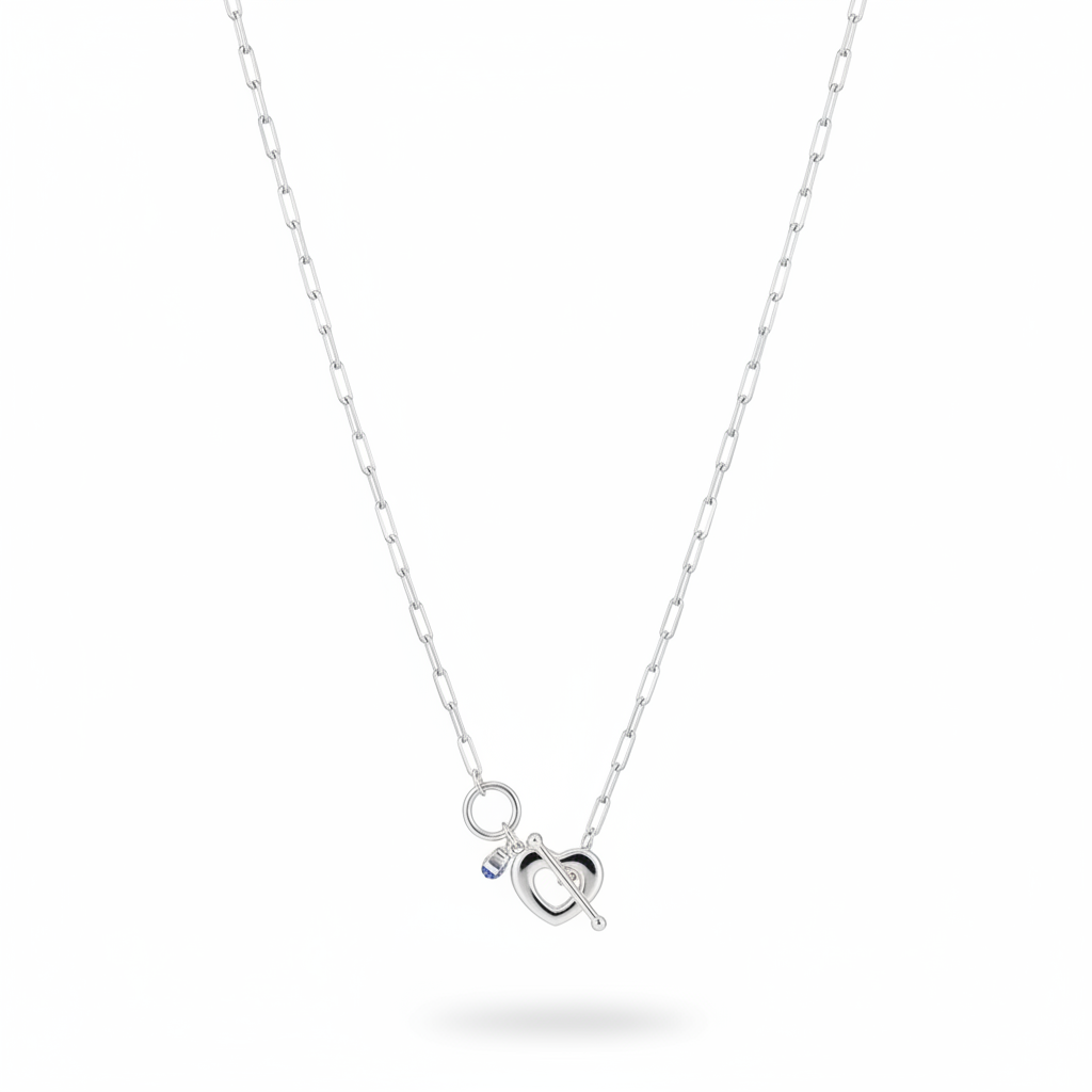 Dilrooh Silver Heart Link Necklace