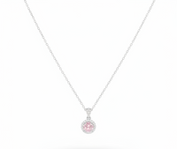 Gulika 925 Sterling Silver Pink Zircon Halo Necklace