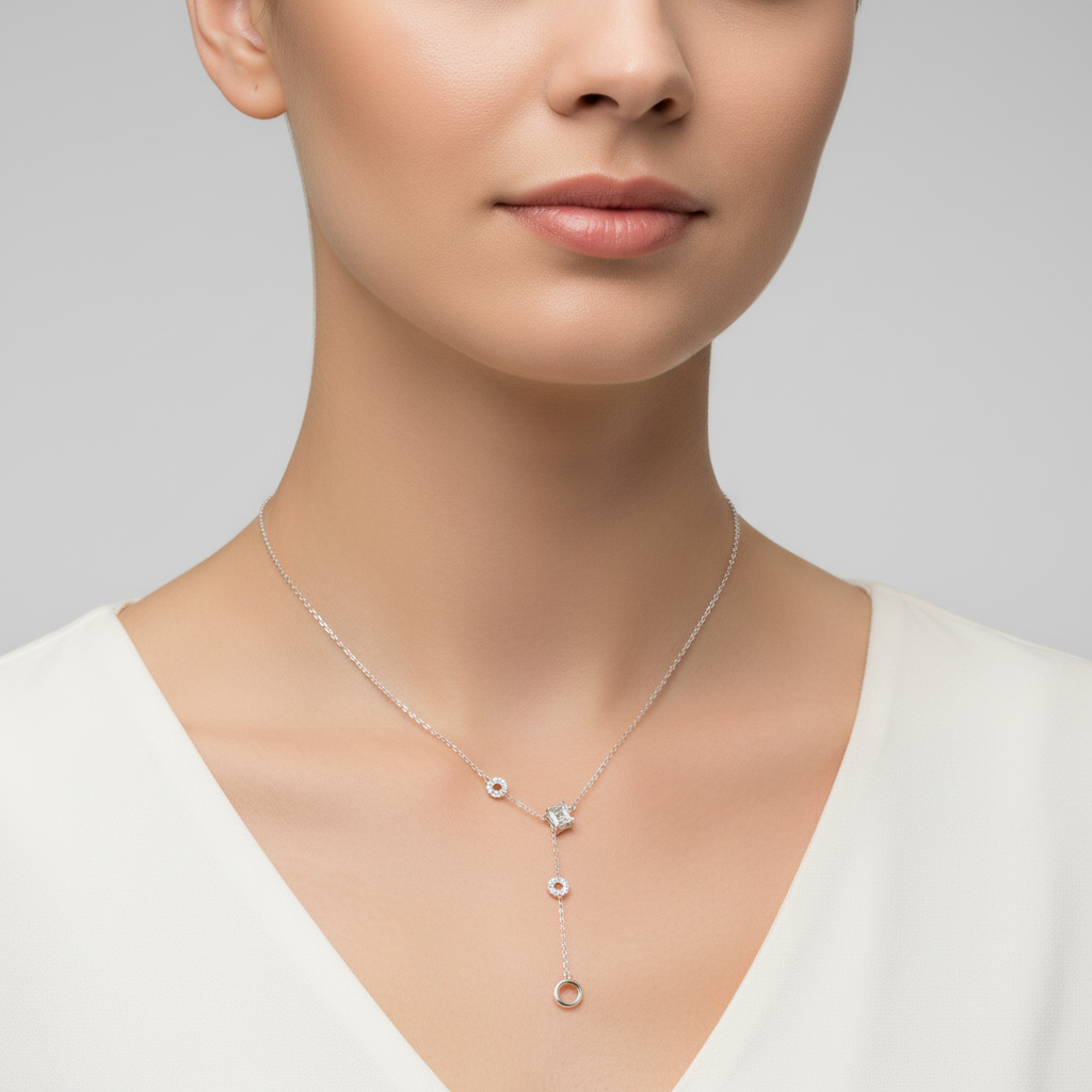 Nayra 925 Sterling Silver Drop Lariat Necklace
