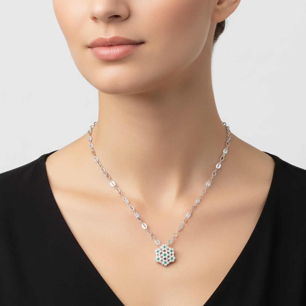 Vridha 925 Sterling Silver Floral Pendant Necklace