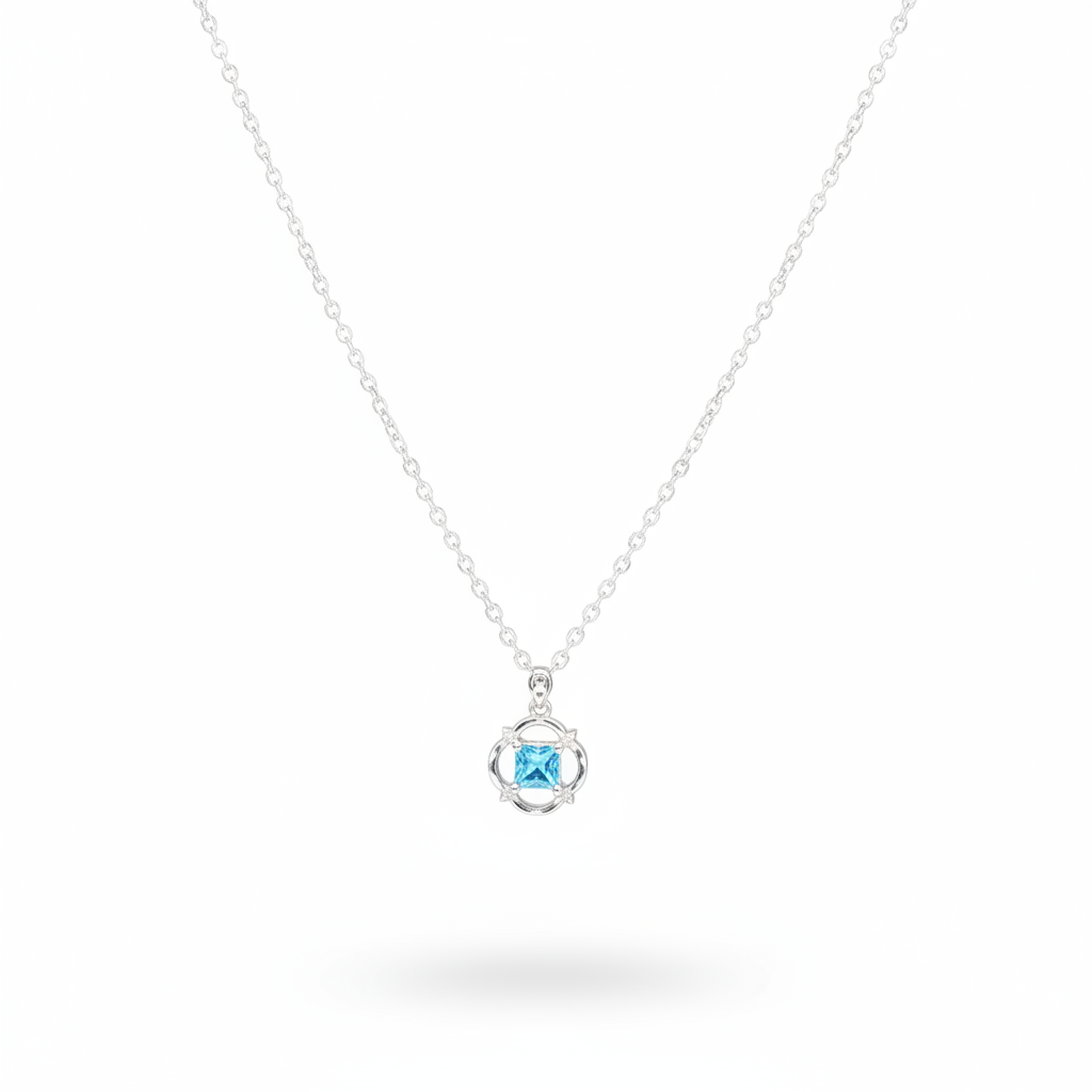 Neelara 925 Sterling Silver Blue Topaz Pendant Necklace