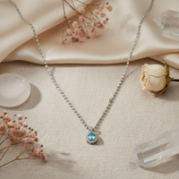 Aarunya 925 Sterling Silver Blue Topaz Teardrop Pendant Necklace