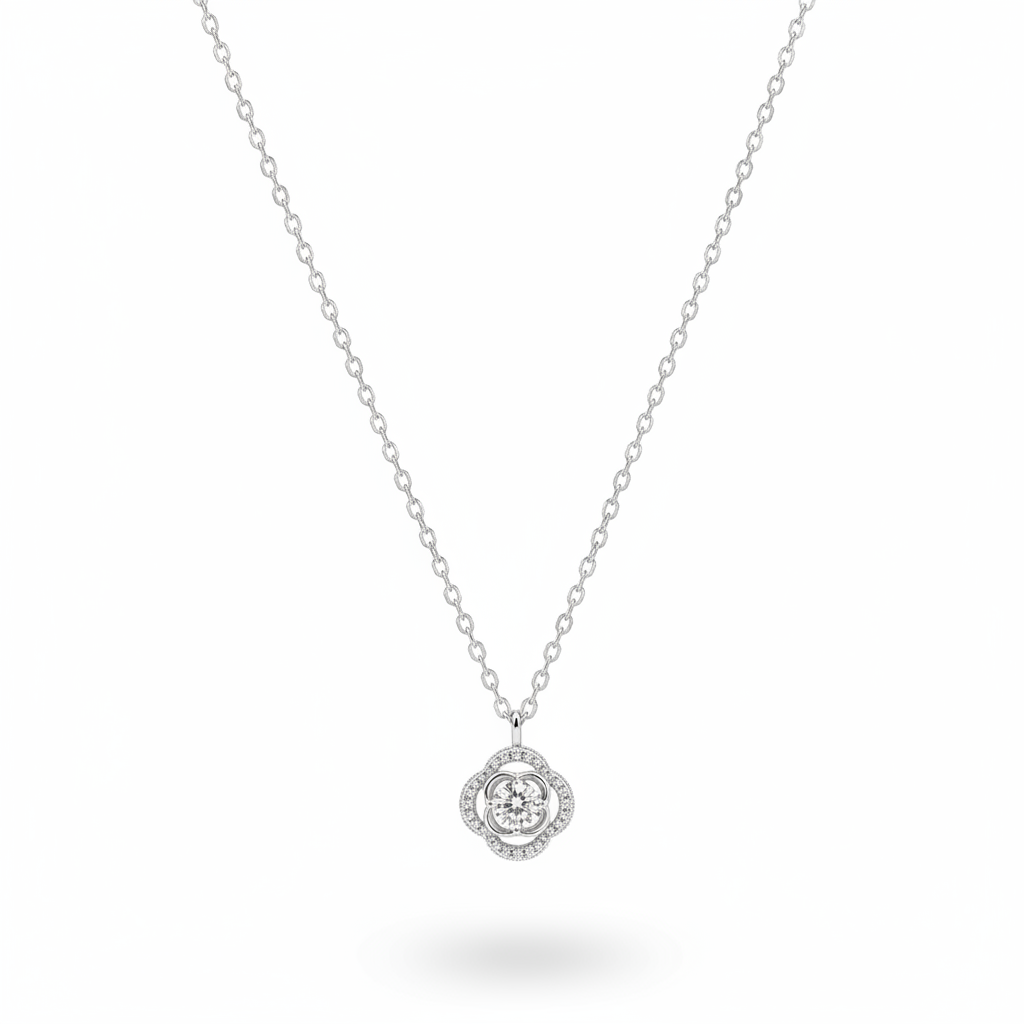 Kanika 925 Sterling Silver Floral Pendant Necklace
