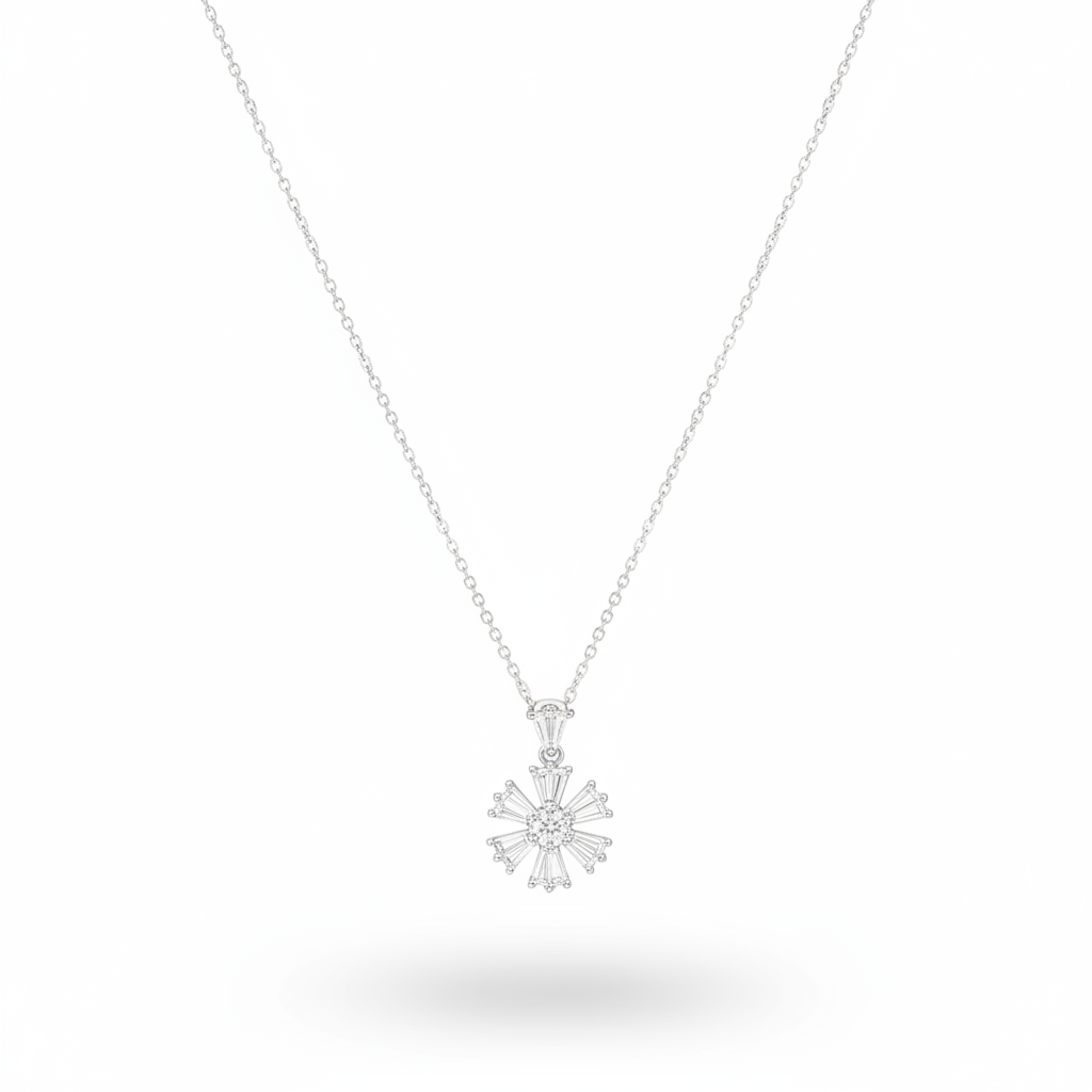 Taraash 925 Sterling Silver Radiant Sunburst Pendant Necklace