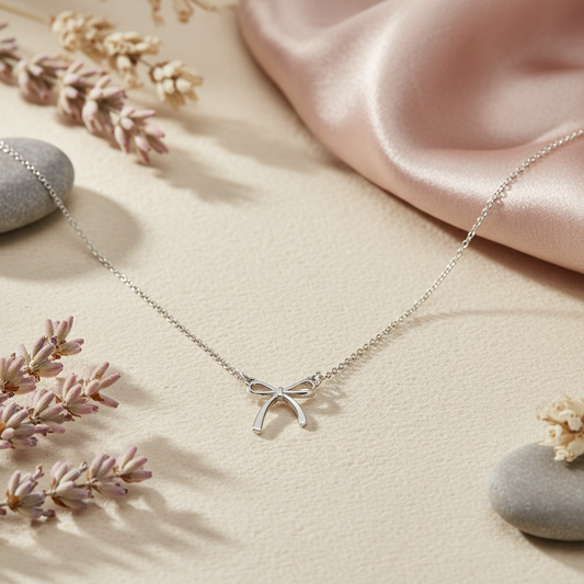 Bandhika 925 Sterling Silver Bow Necklace