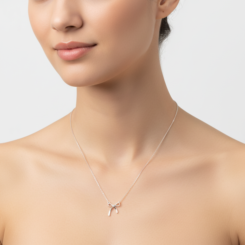 Bandhika 925 Sterling Silver Bow Necklace