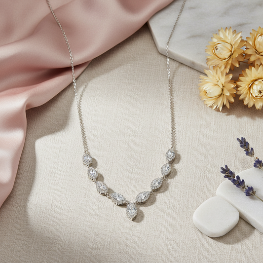 Pranaya 925 Sterling Silver Marquise Necklace