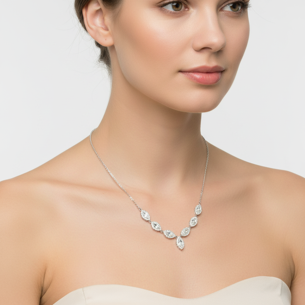 Pranaya 925 Sterling Silver Marquise Necklace