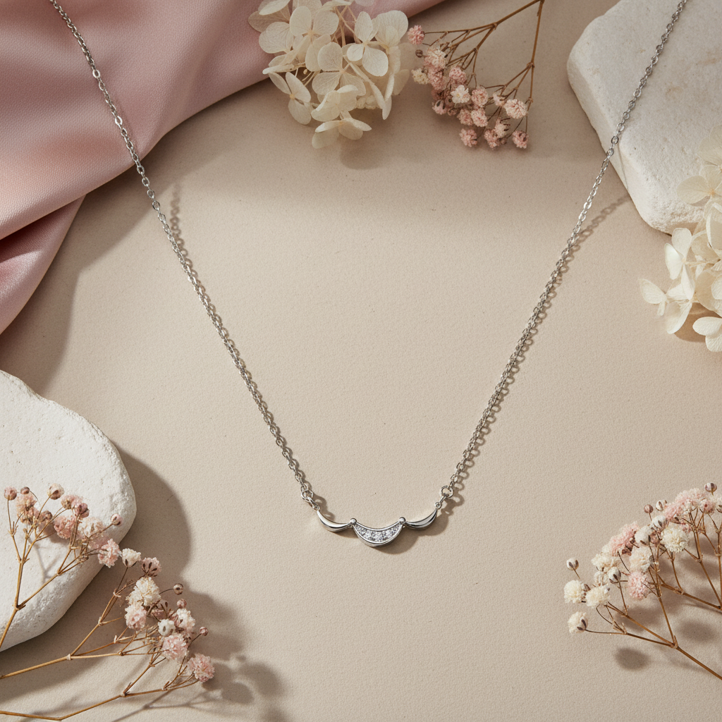 Chandrika 925 Sterling Silver Crescent Necklace