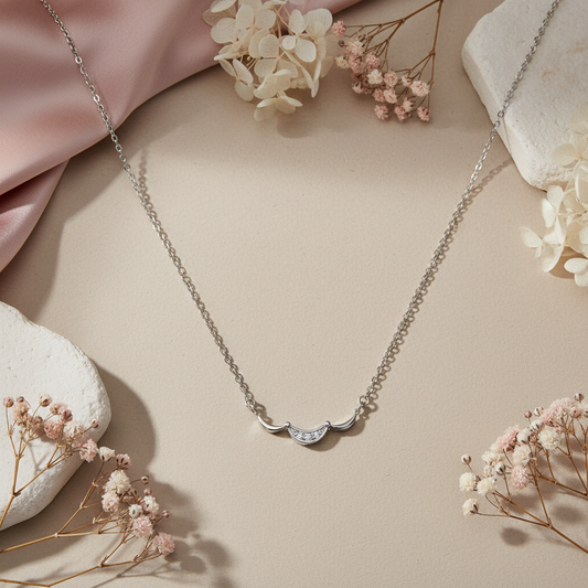 Chandrika 925 Sterling Silver Crescent Necklace
