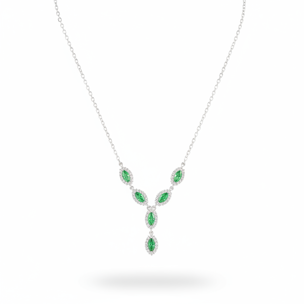 Vanya 925 Sterling Silver Green Zircon Necklace