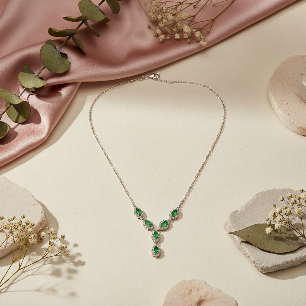Vanya 925 Sterling Silver Green Zircon Necklace