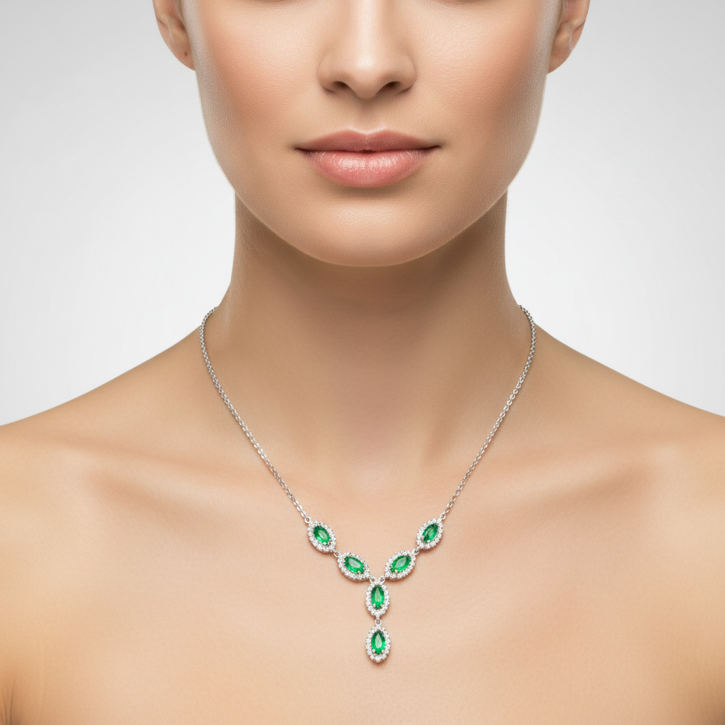 Vanya 925 Sterling Silver Green Zircon Necklace
