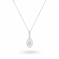 Tvesha 925 Sterling Silver Pink Zircon Drop Necklace