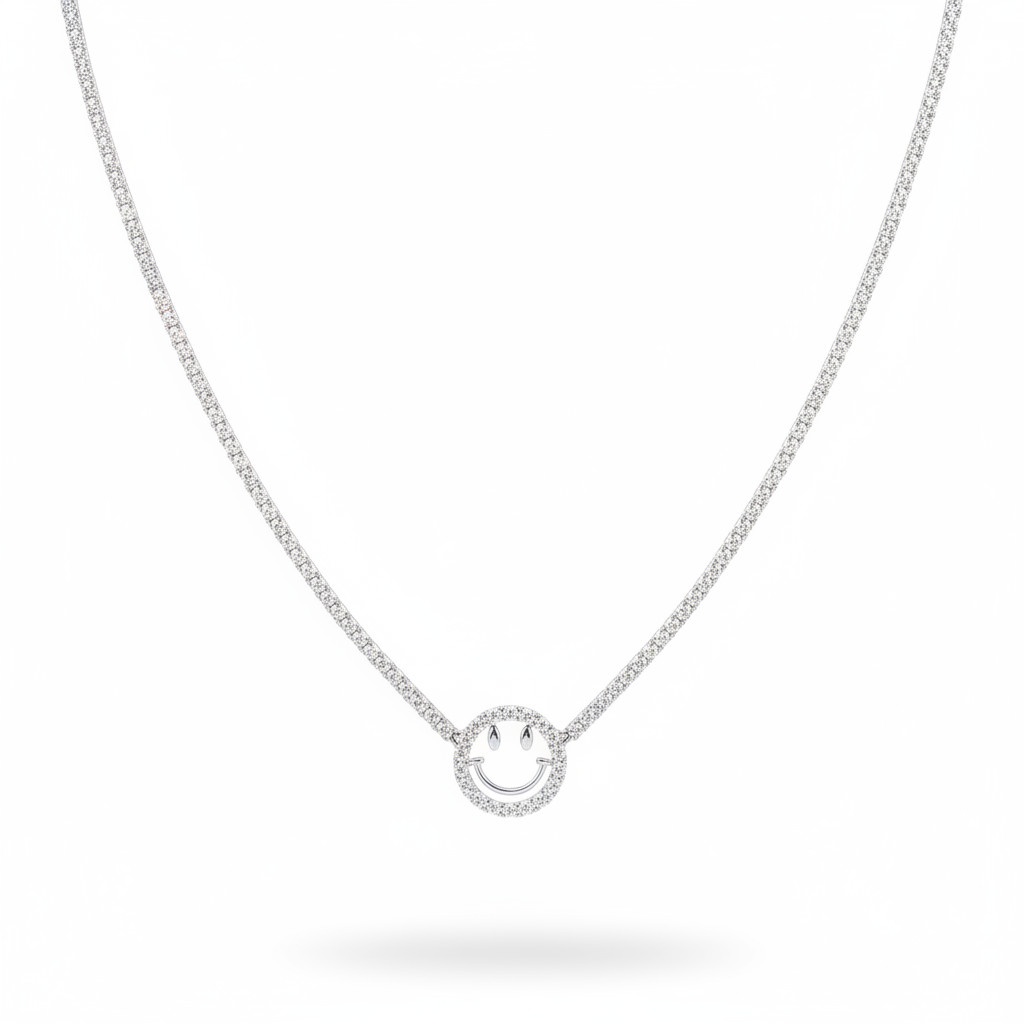 Hasini 925 Sterling Silver Smiley Necklace