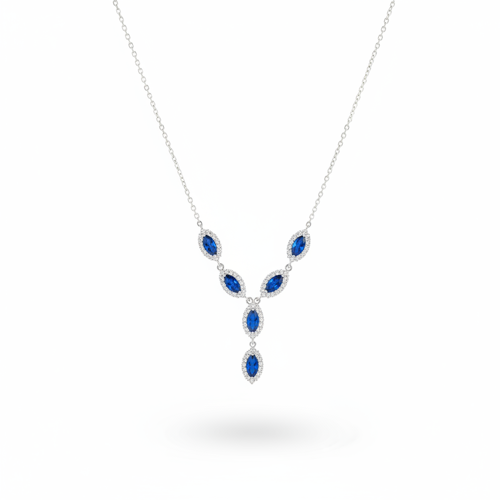 Yamika 925 Sterling Silver Blue Zircon Necklace