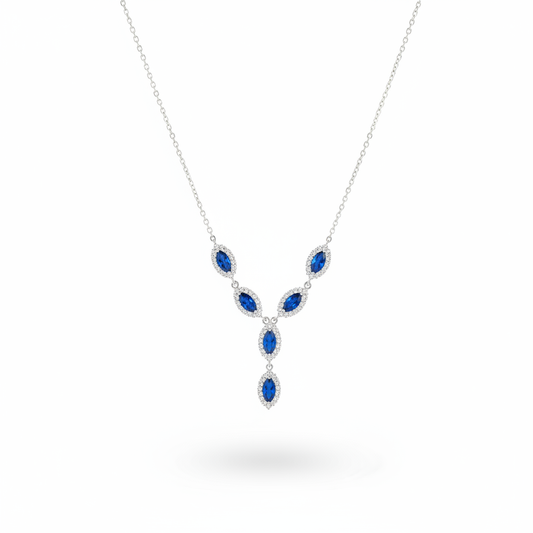 Yamika 925 Sterling Silver Blue Zircon Necklace