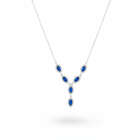 Yamika 925 Sterling Silver Blue Zircon Necklace