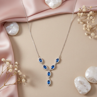 Yamika 925 Sterling Silver Blue Zircon Necklace