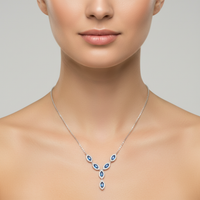 Yamika 925 Sterling Silver Blue Zircon Necklace