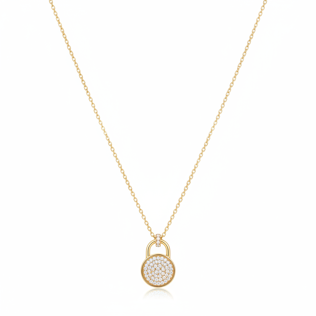 Sutrini 925 Sterling Silver Gold-Plated Lock Necklace