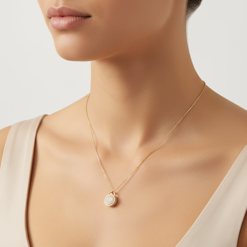 Sutrini 925 Sterling Silver Gold-Plated Lock Necklace