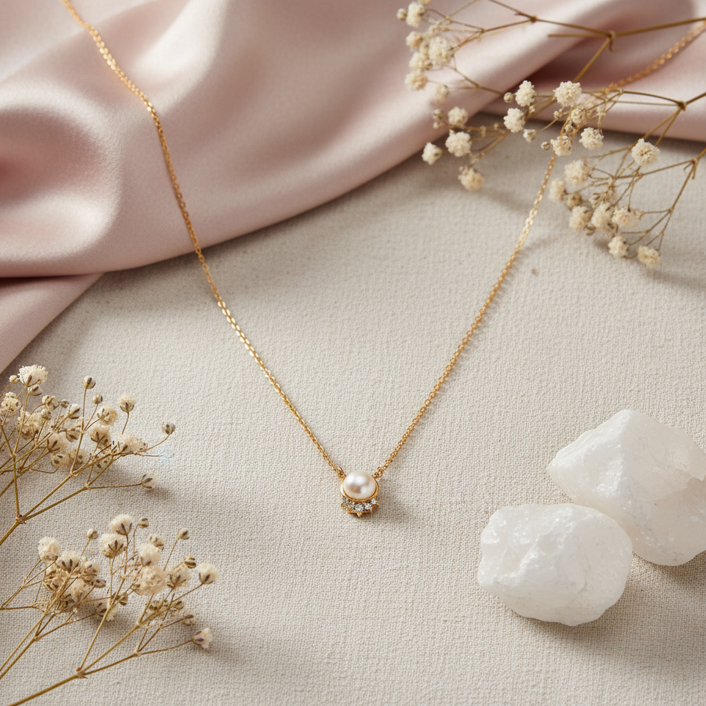 Mrinalini 925 Sterling Silver Gold-Plated Pearl Necklace