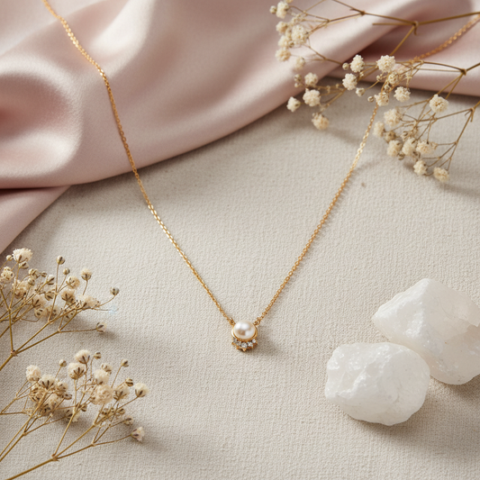 Mrinalini 925 Sterling Silver Gold-Plated Pearl Necklace