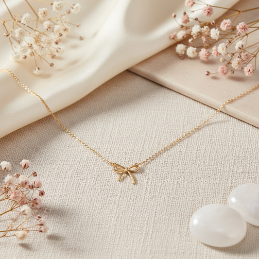 Bandhika 925 Sterling Silver Gold-Plated Bow Necklace