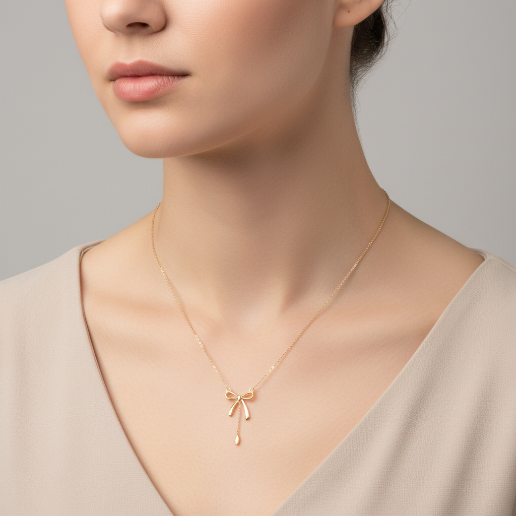 Bandhika 925 Sterling Silver Gold-Plated Bow Necklace