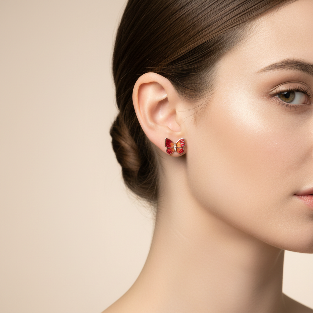 Scarlet Butterfly Studs