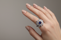 Silver Sapphire Bloom Ring