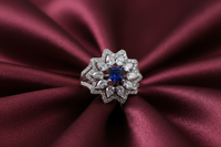 Silver Sapphire Bloom Ring
