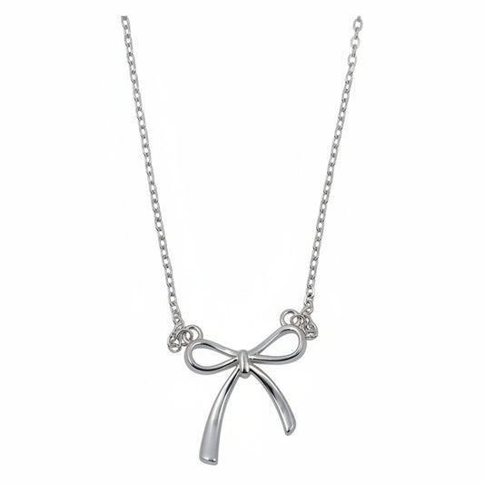 Silver Bow of Timeless Elegance Necklace