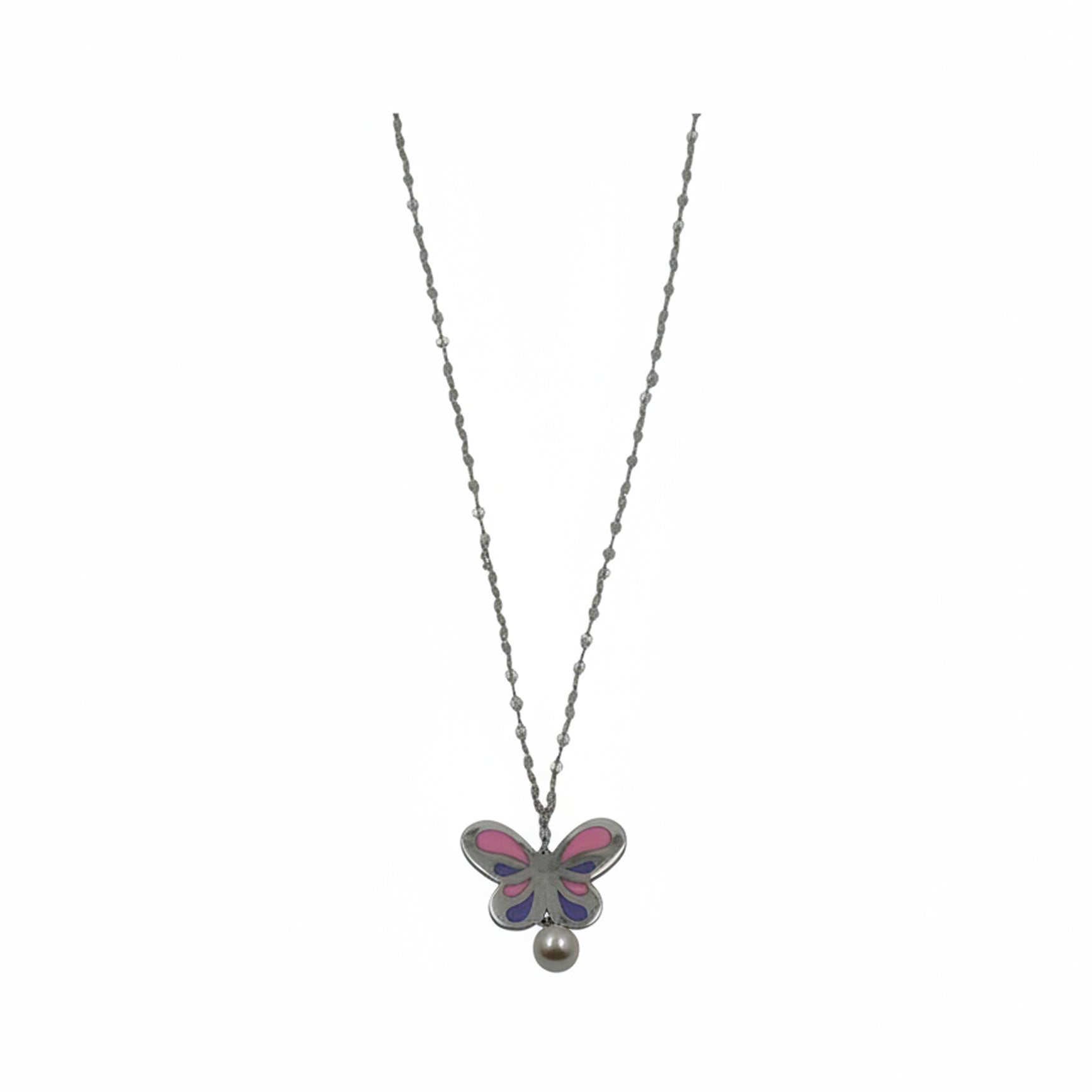 Butterfly Blush Silver Necklace