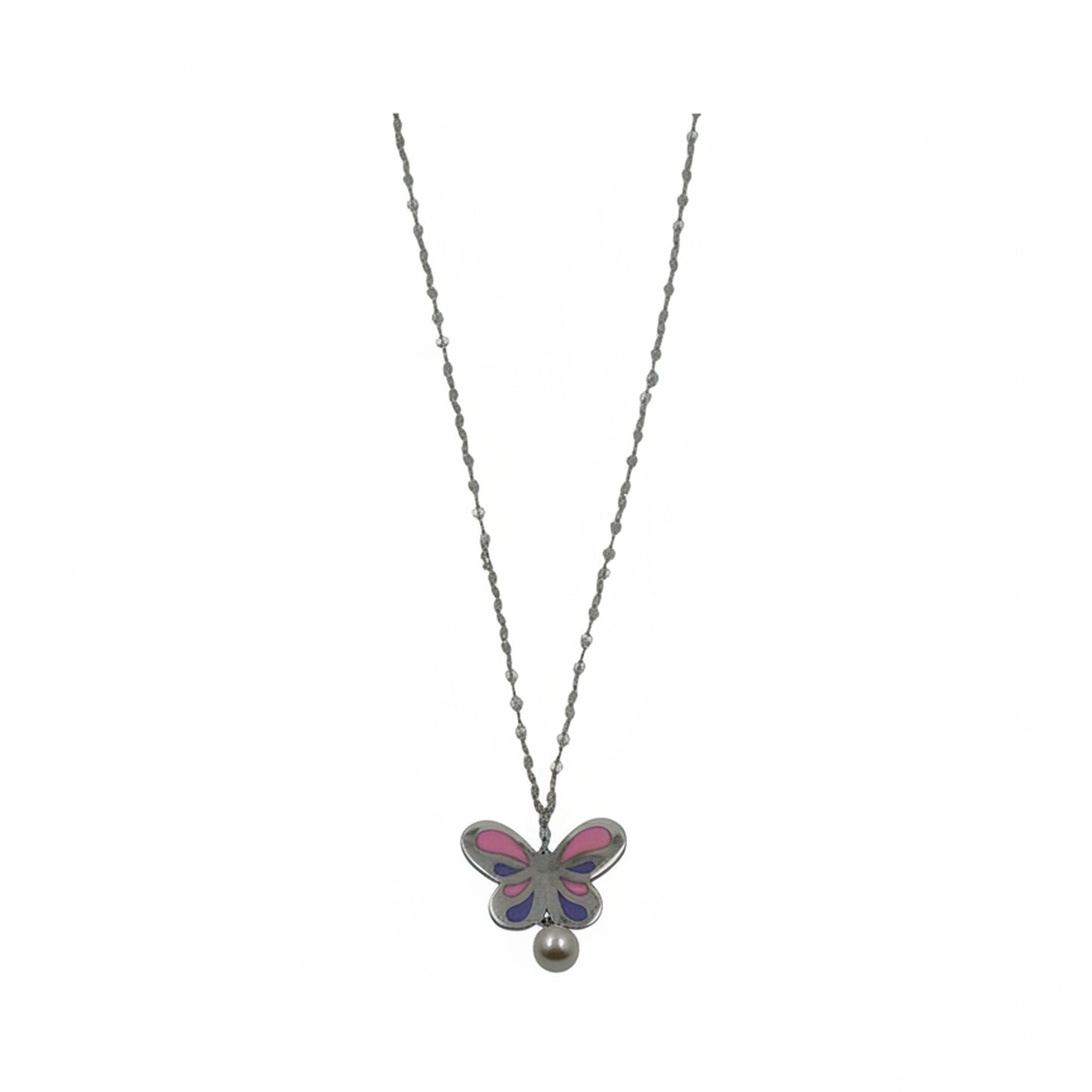 Butterfly Blush Silver Necklace