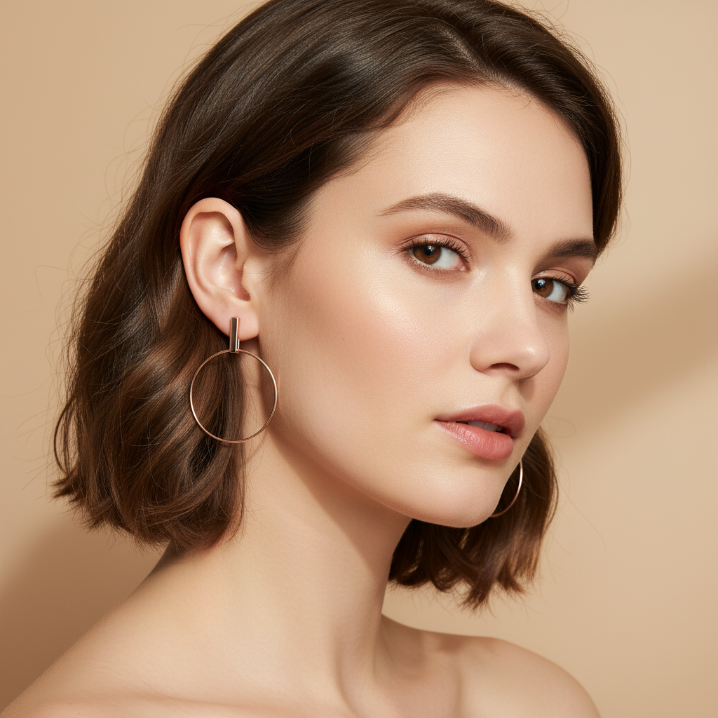 Aurora Minimal Rose-Gold Hoops