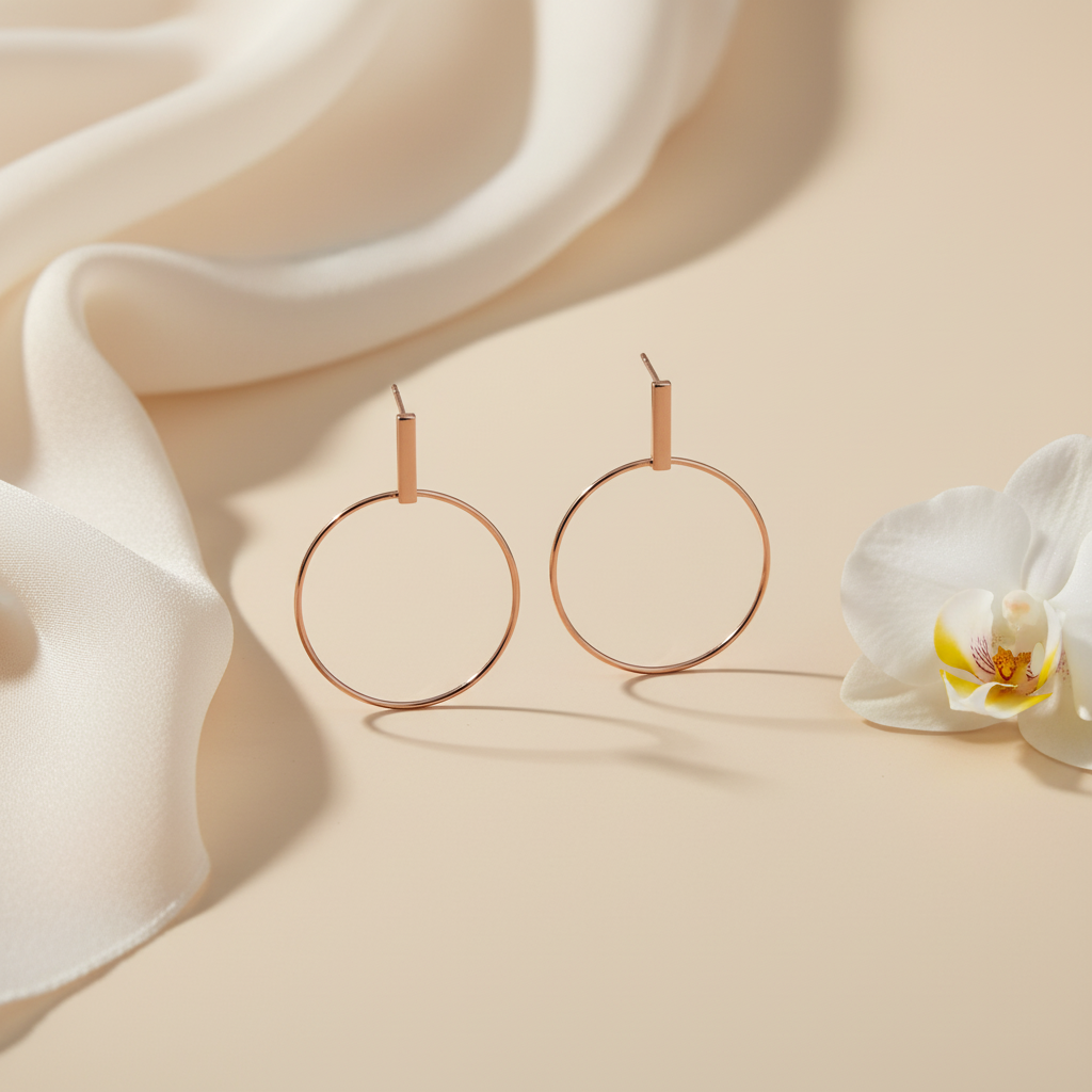 Aurora Minimal Rose-Gold Hoops