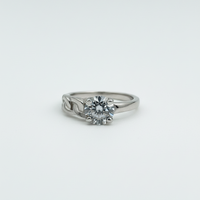 Silver Plated with Round-Cut Crystal Engagement Ring For Women